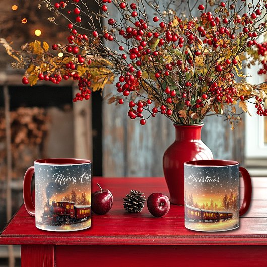 Mug Train de Noël joyeux  Flocons de neige Lumières vi