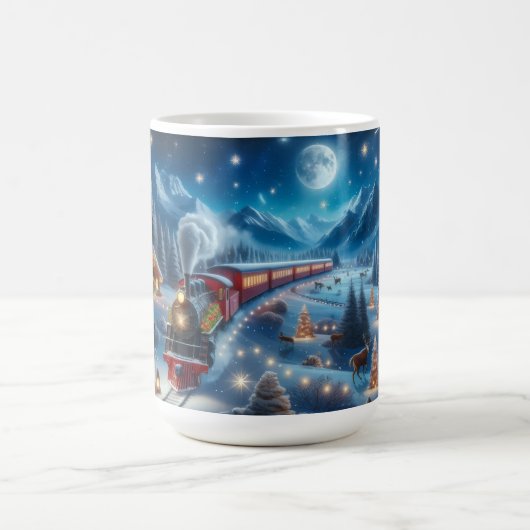 Mug Train de Noël magique dans un paysage enneigé (Centre)