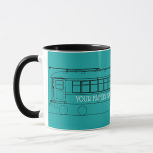 MUG TRAIN TROLLEY STREETCAR DÉBUT NOIR VOTRE COULEUR