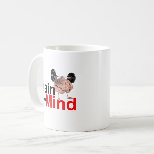 Mug Train Your Mind Motivational Brain Workout Design (Devant gauche)