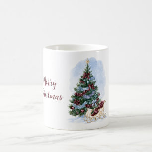 Mug Traîneau d'arbre de Noël à guirlande de Bourgogne