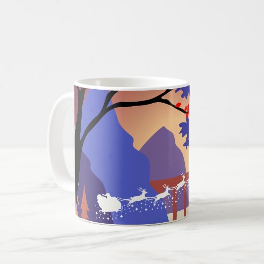 Mug Traîneau de Noël de la forêt du crépuscule Santa (Devant gauche)
