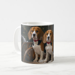 Mug Traîneau de Noël Décorations de Noël Beagle enneig
