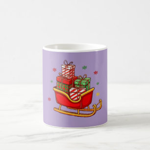 Mug Traîneau de Noël festif rempli de cadeaux dessin a