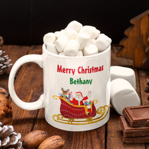 Mug Traîneau de Noël personnalisé avec Père Noël et re