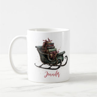 Mug Traîneau de Noël vintage personnalisé avec des liv