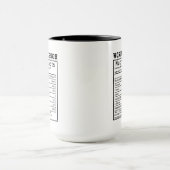 Mug Traitement de texte drôle Nutrition Facts Administ (Centre)