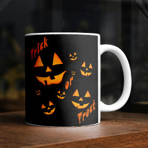 Mug Traitez ou Trick et Jack-O-Lantern yeux et sourire