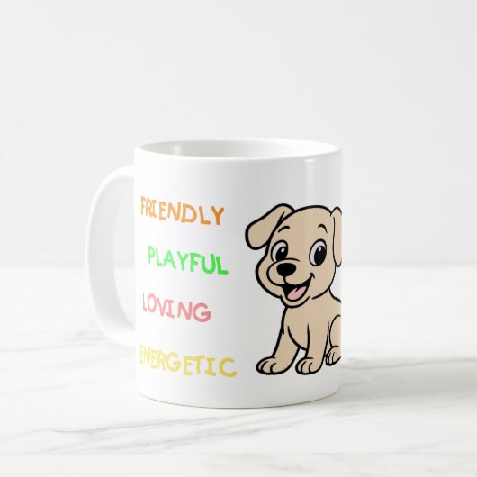 Mug Traits de Lab jaune Cartoon (Devant gauche)