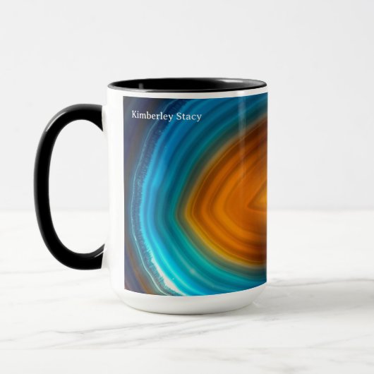 Mug Tranche d'Agate Bleue Moderne Dorée (Gauche)