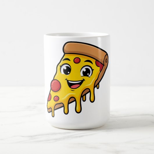 Mug Tranche de pizza drôle et heureuse avec fromage ex (Centre)