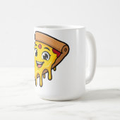 Mug Tranche de pizza drôle et heureuse avec fromage ex (Devant droit)