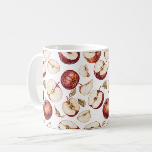 Mug Tranches de fruits de pomme rouge (Devant gauche)