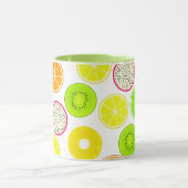 Mug Tranches de fruits tropicaux, agrumes, kiwis et dr (Centre)