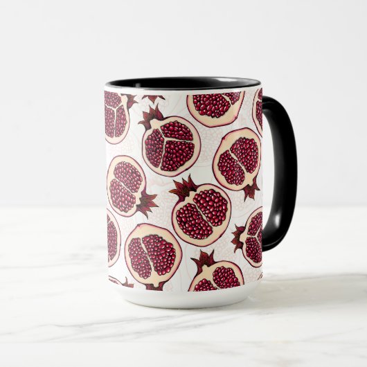 Mug Tranches de grenade sur blanc (Devant droit)