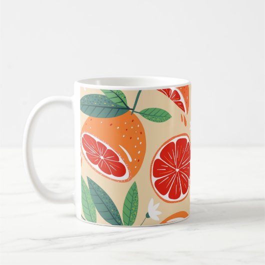 Mug Tranches de pamplemousse, motif moderne sans soudu (Gauche)