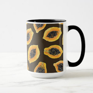 Mug Tranches de Papaya sur brun foncé