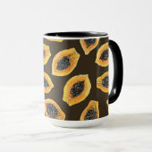 Mug Tranches de Papaya sur brun foncé (Devant droit)