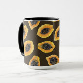 Mug Tranches de Papaya sur brun foncé (Devant gauche)