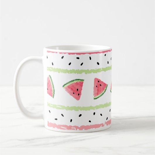 Mug Tranches de pastèque : Aquarelle rayée sans fil (Gauche)