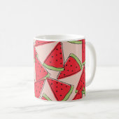 Mug tranches de pastèque avec arrière - plan rose sans (Devant droit)