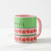 Mug Tranches de pastèque roses et vertes - Personnalis (Devant droit)