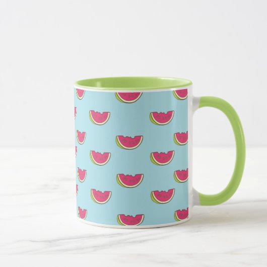 Mug Tranches de pastèque sur Motif Turquoise (Droite)