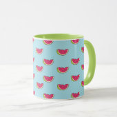 Mug Tranches de pastèque sur Motif Turquoise (Devant droit)