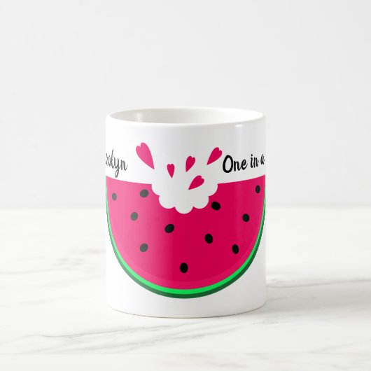 Mug Tranches de pastèque. Un dans un melon ! Votre nom (Centre)
