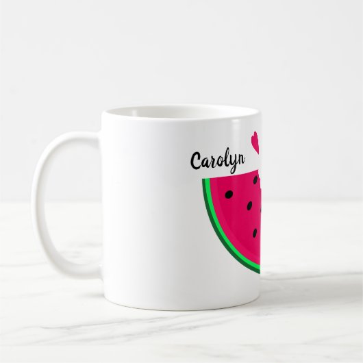 Mug Tranches de pastèque. Un dans un melon ! Votre nom (Gauche)