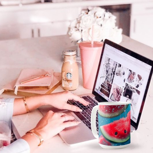 Mug Tranches de pastèque vibrantes sous l'eau - Rafraî