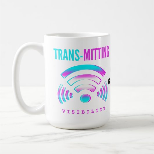 Mug Trans-mitting Visibility Modern Glitch Transgender (Gauche)