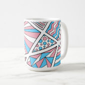 Mug Trans Pride Zen Doodle Abstrait rose bleu blanc (Devant droit)