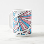 Mug Trans Pride Zen Doodle Abstrait rose bleu blanc (Devant gauche)