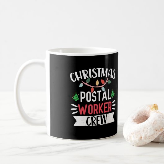Mug Transporteur de courrier Mailman Christmas Postal  (Avec donut)