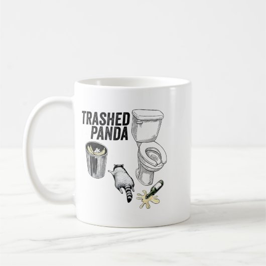 Mug Trashed Panda, Funny Drunk Raccoon, Trash Panda Hu (Gauche)