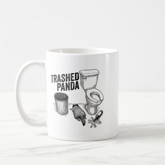 Mug Trashed Panda, Funny Drunk Raccoon, Trash Panda Hu (Gauche)