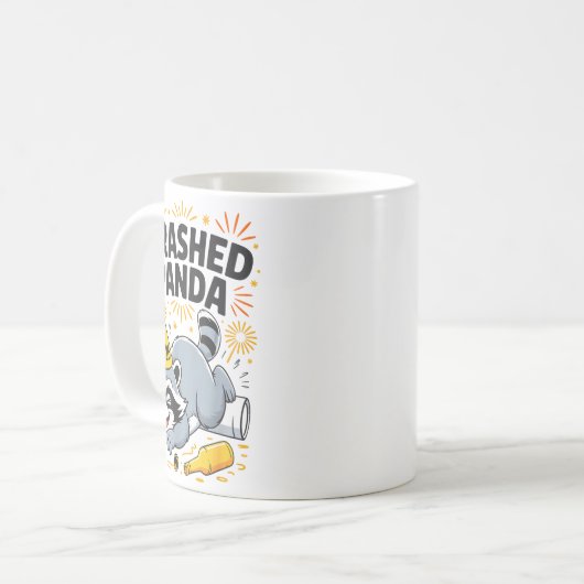 Mug Trashed Panda New Year 2026 Funny Drunk Raccoon (Devant gauche)