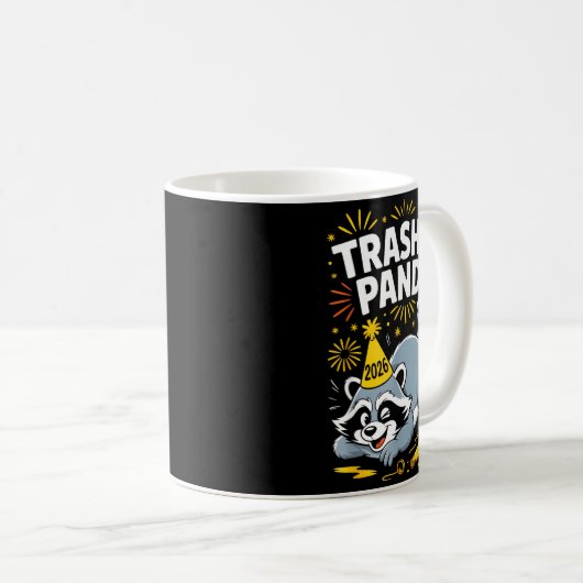 Mug Trashed Panda New Year 2026 Funny Raccoon Design  (Devant droit)