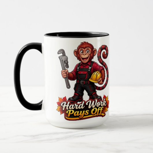 Mug Travail acharné sur mesure récompensé mascotte sin (Gauche)