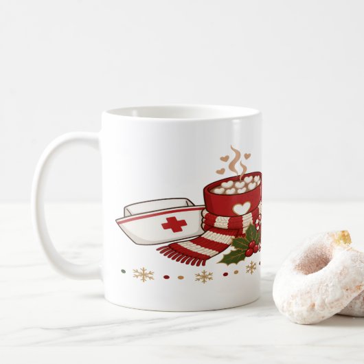 Mug Travail d'art typographique sur un poste d'infirmi (Avec donut)