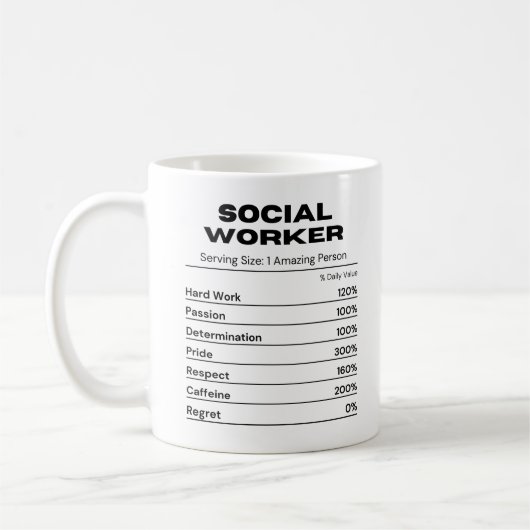 Mug Travail déterminé passionné travailleur social (Gauche)