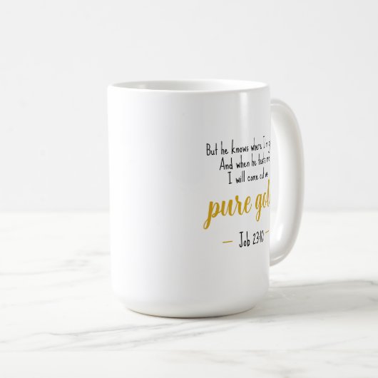 Mug Travail Or pur 23:10 Écriture (Devant droit)