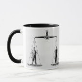 Mug Travail vintage contre gestion, échelles de justic (Gauche)