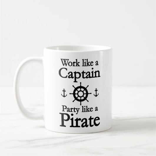Mug Travailler Comme Une Fête De Capitaine Comme Une M (Gauche)