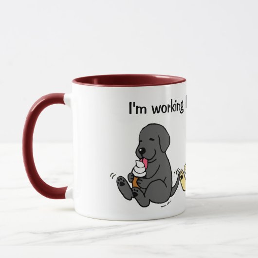 Mug Travailler dur pour mes labos !! Trois Labradors M (Gauche)