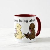Mug Travailler dur pour mes labos !! Trois Labradors M (Devant droit)