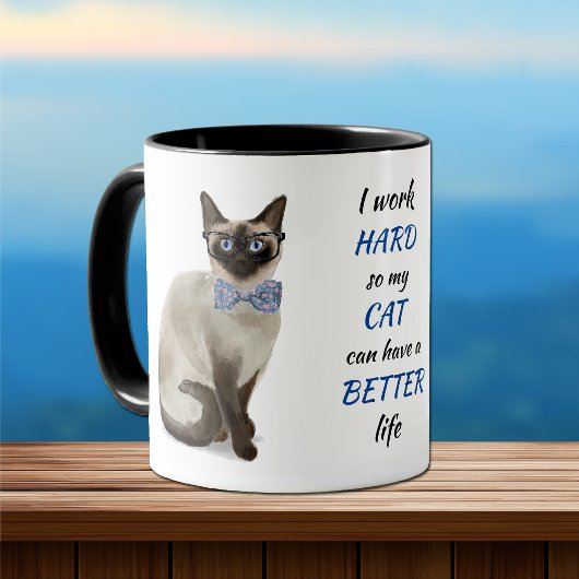 Mug Travailler dur pour mon chat siamois