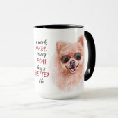 Mug Travailler dur pour mon chien de Poméranie (Devant droit)