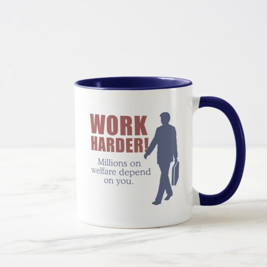 Mug Travailler plus dur. Les millions sur l'aide (Droite)